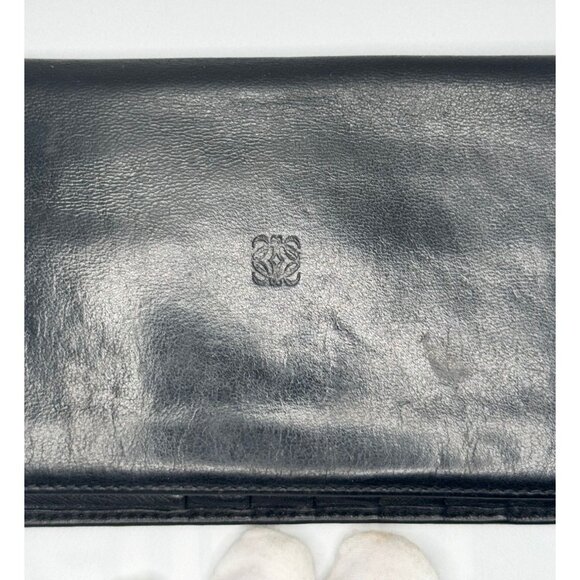 Loewe Black Leather Long Wallet With Multiple Card Slots & ‎ COA - Picture 2 of 12